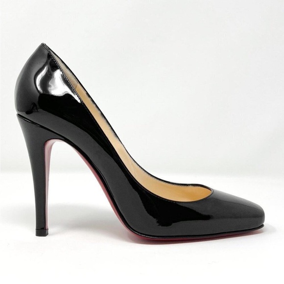 Christian Louboutin Particule Black Patent Leather 100mm Heels - Picture 3 of 8